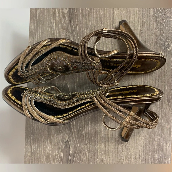 Dollhouse Womens Strappy Jewelled Heeled Sandals Sz 8 Boho Whimsy Fairycore FLAW - Picture 6 of 16